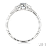 1/20 Ctw Oval Cut 6X4 MM White Topaz and Round Cut Diamond semi-precious Ring in 10K White Gold