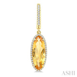 16X6 MM Evoque Gemstones Oval Shape Citrine and 3/8 Ctw Round Cut Diamond Semi-Precious Earrings in 14K Yellow Gold
