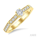 3/8 Ctw Hexagon Shank Marquise and Round Cut Diamond Fashion Ring in 14K Yellow Gold