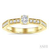 3/8 Ctw Hexagon Shank Marquise and Round Cut Diamond Fashion Ring in 14K Yellow Gold