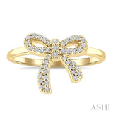 1/5 Ctw Round Cut Diamond Bow Petite Fashion Ring in 10K Yellow Gold