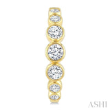 1/2 Ctw Graduated Bezel Set Round Cut Diamond Fashion Hoop Earrings in 14K Yellow Gold