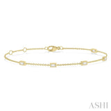 1/4 Ctw Petite Baguette Diamond Station Bracelet in 14K Yellow Gold