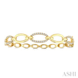 1/2 Ctw Round Cut Diamond Open Window Oval Link Bangle in 14K Yellow Gold
