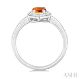 7X5 MM Oval Shape Citrine and 1/50 Ctw Round Cut Diamond Semi-Precious Ring in Sterling Silver