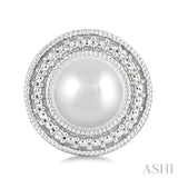 6MM Cultured Pearl and 1/50 Ctw Round Cut Diamond Halo Earrings in Sterling Silver