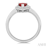 7X5 MM Pear Shape Lab-Created Ruby and 1/50 Ctw Round Cut Diamond Precious Ring in Sterling Silver