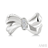 1/50 Ctw Round Cut Diamond Bow Fashion Earrings in Sterling Silver