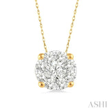 1/8 Ctw Round Cut Diamond Lovebright Pendant in 14K Yellow and White Gold with Chain