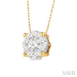 1/8 Ctw Round Cut Diamond Lovebright Pendant in 14K Yellow and White Gold with Chain