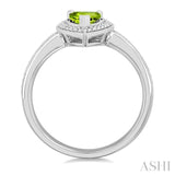 7X5 MM Pear Shape Peridot and 1/50 Ctw Round Cut Diamond Semi-Precious Ring in Sterling Silver