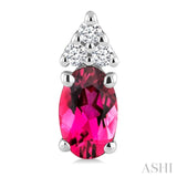 1/20 Ctw Oval Cut 5X3 MM Pink Tourmaline and Round Cut Diamond semi-precious Earrings in 10K White Gold