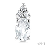 1/20 Ctw Oval Cut 5X3 MM White Topaz and Round Cut Diamond semi-precious Earrings in 10K White Gold