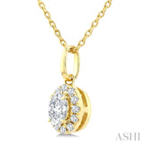 1/4 Ctw Oval and Round Cut Diamond Fashion Halo Pendant With Chain in 14K Yellow Gold