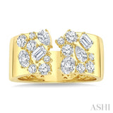 1 1/2 Ctw Asymmetric Split Mixed Diamond Cut Fashion Wide Band in 14K Yellow Gold
