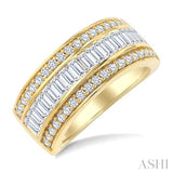 1 1/2 Ctw Channel Set Baguette and Round Cut Diamond Wedding Band in 14K Yellow Gold