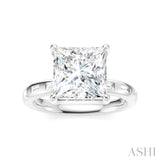 1/3 Ctw Princess Shape Baguette and Round Cut Diamond Semi-Mount Engagement Ring in 14K White Gold