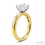 1/4 Ctw Princess Shape Baguette and Round Cut Diamond Semi-Mount Engagement Ring in 14K Yellow and White Gold