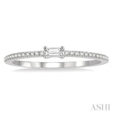 1/6 Ctw Petite Baguette Center Round Cut Diamond Stackable Ring in 14K White Gold