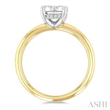 1/2 Ctw Lovebright Oval Shape Round Cut Diamond Cluster Ring in 14K Yellow and White Gold