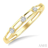 1/10 Ctw Open Window Frames Round Cut Diamond Stackable Fashion Band in 14K Yellow Gold