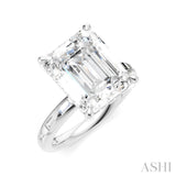 1/3 Ctw Emerald Shape Baguette and Round Cut Diamond Semi-Mount Engagement Ring in 14K White Gold