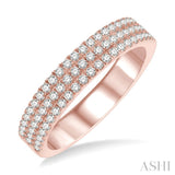 1/2 Ctw Triple Row Round Cut Diamond Wedding Band in 14K Rose Gold