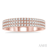 1/2 Ctw Triple Row Round Cut Diamond Wedding Band in 14K Rose Gold