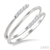 1/6 Ctw Split Double Spring Coil Round Cut Diamond Open Fashion Ring in 10K White Gold