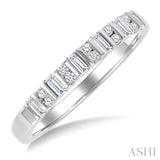 1/4 Ctw Vertically Aligned Baguette and Round Cut Diamond Stackable Fashion Band in 10K White Gold