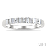 1/4 Ctw Vertically Aligned Baguette and Round Cut Diamond Stackable Fashion Band in 10K White Gold