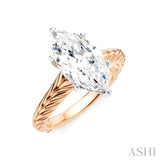 1/10 Ctw Marquise Shape Round Cut Diamond Akari Wheat Shank Semi-Mount Engagement Ring in 14K Rose and White Gold