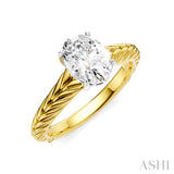 1/20 Ctw Oval Shape Round Cut Diamond Semi-Mount Engagement Ring in 14K Yellow and White Gold