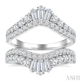 2 Ctw Baguette and Round Cut Diamond Insert Ring in 14K White Gold