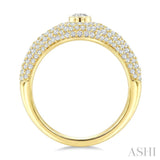 1 Ctw Pave Set Oval Shape and Round Cut Diamond Fashion Signet Ring in 14K Yellow Gold