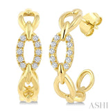 1/5 Ctw Round Cut Diamond Open Link Fashion Half hoop Earrings in 14K Yellow Gold