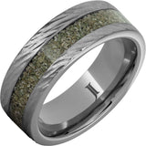 Rugged Tungsten™ Ring with Green Dinosaur Bone Inlay