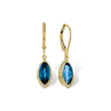 14KT Gold Blue Topaz Earrings
