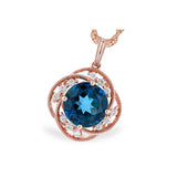 14KT Gold Blue Topaz Necklace