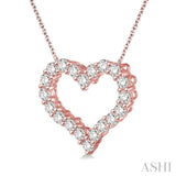 3/4 Ctw Round Cut Diamond Heart Pendant With Chain in 14K Rose Gold