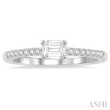 1/3 Ctw Emerald Shape & Round Cut Diamond East West Ring in 14K White Gold