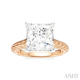 1/10 Ctw Princess Shape Round Cut Diamond Akari Wheat Shank Semi-Mount Engagement Ring in 14K Rose and White Gold