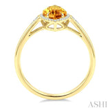 16X7 MM Evoque Gemstone Marquise Shape Citrine and 1/6 Ctw Round Cut Diamond Semi-Precious Ring in 10K Yellow Gold