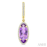12X5 MM Evoque Gemstones Oval Shape Amethyst and 1/3 Ctw Round Cut Diamond Semi-Precious Earrings in 10K Yellow Gold