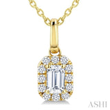 1/4 Ctw Octagon and Round Cut Diamond Fashion Halo Pendant With Chain in 14K Yellow Gold