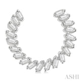 3/4 Ctw Graduated Baguette Diamond Hoop Earrings in 14K White Gold