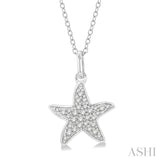 1/10 Ctw Starfish Petite Round Cut Diamond Fashion Pendant With Chain in 14K White Gold