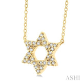 1/10 Ctw Petite Star of David Round Cut Diamond Fashion Pendant With Chain in 14K Yellow Gold