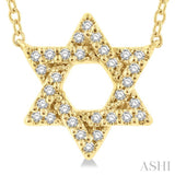 1/10 Ctw Petite Star of David Round Cut Diamond Fashion Pendant With Chain in 14K Yellow Gold