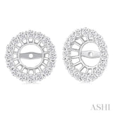1 1/4 Ctw Round Cut Diamond 8MM Round Earrings Jacket in 14K White Gold